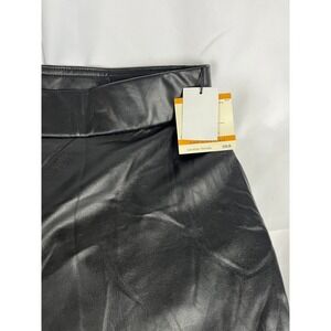 Anne Klein Wide Leg Faux Leather Pants 3X Black NWT High Rise Modern Chic